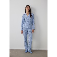 Penti Mavi Leila Gömlek Pantolon Pijama Takımı