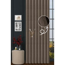 Yunilla Ithal Kadife Fon Perde Plise 01 V-307 Sütlü Kahve