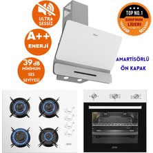 Ferre ve Afm Tech Markalı /silentart Buo Sessiz Beyaz Siyah Ankastre Set ( D081-SA +FM7301 +FM2201)