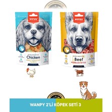 Wanpy Jerky Bisküvi Üzeri Tavuk Sarılı & Marbled Ödül Et Parçaları Köpek Ödül Maması Seti 2x100 gr