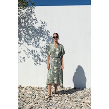 Kameya Kruvaze Desenli Elbise 25S40707