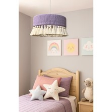 Yutedekor Bohem Makrome Lila Avize – Çocuk Odası, Salon, Yatak Odası, Kafe & Restoran Aydınlatma - 35 cm