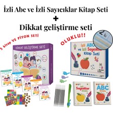 Akademik Zeka 5 Yaş Dikkat Geliştirme Seti (5 Kitap ve Piyon Seti) - Izli Abc ve Sayıcıklar Kitabları Oluklu Seti
