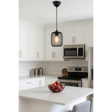 Decodelight Siyah Endüstriyel Metal Hasır Tel Silindir ve Gezegen Model Hol Mutfak Tekli Sarkıt Avize Aydınlatma