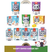 Wanpy Gerçek Tavuk - Ördek Fileto Jerky Strips Yumuşak 80 gr & Lickable Cream Tavuk - Somon 10X16 gr & Kedi Çimi ve Tavuklu 20 gr Tavuk - Ördek Çorba 50 gr Pouch Tavuk - Tavuk Ördek Ton Balık Yaş 70 G