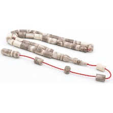 Murty99 Halil Usta Imzalı Kesme Model Bilek Boy Gri Beyaz Sıkma Kehribar Tesbih