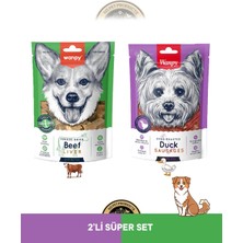 Wanpy Kurutulmuş Gerçek Dana Ciğeri 40 gr & Ördek Etli Sosis 100 gr Köpek Ödül Maması Seti