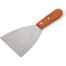 Kitchen Design Lab Paslanmaz Çelik Ahşap Saplı Üçgen Şekilli Açılı Hamur Pasta Börek Kesici Kazıyıcı Spatula 1 Adet