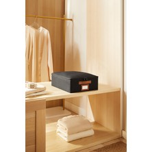 Ocean Home Textile Siyah Renk Jüt Destekli Kutu Hurç 31 x 38 x 12 cm