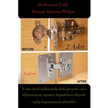 Lufern 2 Adet Paslanmaz Çelik Menteşe Onarım Plakası Hasarlı Mutfak Dolabı Kapı Tamir Sacı Gardrop Onarım