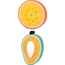Kitchen Design Lab 2 Adet Meyve Şekilli Sevimli Bulaşık Süngeri, Yumuşak Temizlik Süngeri, Portakal, Avokado Şekilli