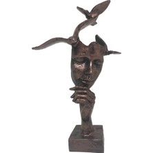 Şans Hediyelik Kuşlu Adam Biblo Antik Kızıl 31X21CM
