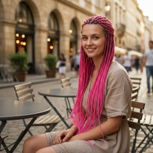 Elma Shop Afrika Örgüsü ve Rasta Için Sentetik Saç / Açık Fuşya