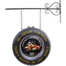 Tienda Fiesta Dekoratif Çift Yönlü Motorsiklet Temalı Ferforje Askı Pano