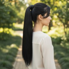 Elma Shop Bağlamalı Düz At Kuyruğu / Siyah