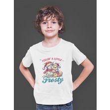 Bumeta Frosty Snowman & Cat Hoodie Noel Çocuk Tişört T-Shirt