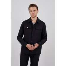 Paco Romano Erkek Slim Fit Siyah Renk Gömlek Ceket Kapak Cepli Spor Alt Üst Takım