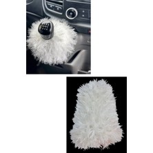 Tusba Market Uzun Tüylü Pelüş Beyaz Oto Vites Püskülü | Yumuşak Vites Körüğü Aksesuarı – Tüm Araçlar İçin Uyumlu