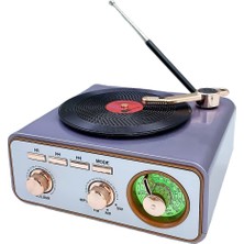 Hoparlör Radyo Plak Çalar Görünümlü MD-1217BT Bluetooth Nostaljik Tasarım Usb, Tf, Aux, Fm/am/sw
