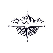 Sticker Dizayn Pusula ve Dağ Sticker - Araba Oto Motosiklet Karavan Cam Sticker - 00048