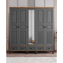 Miracool Terra 5 Kapılı Dolap / %100 Mdf  / Antrasit