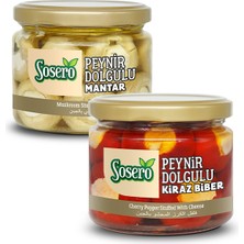 Sosero Peynir Dolgulu Mantar 290 gr &  Peynir Dolgulu Kiraz Biber 290 gr ( Ikisi Bir Arada )