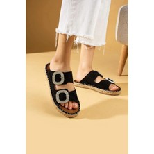 Elma Shop Hertas Siyah Nubuk Tokalı Terlik