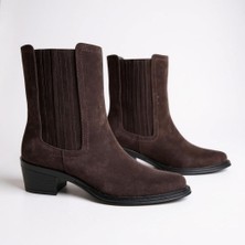 Ne&Ve Shoes Süet Hakiki Deri Iki Yandan Lastikli Kadın Western Bot