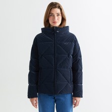 Gant Kadın Lacivert Kapüşonlu Kapitone Mont