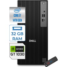 Dell Pro Tower QCT1250 Intel Core I7 14700 5.4ghz 32GB Ddr5 256GB SSD Windows 11 Home Nvidia GT1030 4gb Masaüstü Bilgisayar QCT1250I7GT1030H16 + Zetta Flash Bellek