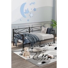 Mobpazar Luna Daybed Metal Karyola – Siyah Ölçü Seçenekli | Yan & Arka Ferforce Destekli 90X200 cm Siyah Renk