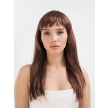 Elma Shop Kahve Renk Uzun Düz Parti Peruğu - Uzun Kahverengi Peruk