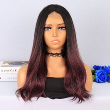 Elma Shop Siyah Açık Kızıl Ombreli Tül Peruk