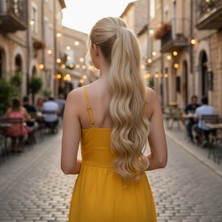 Elma Shop Tokalı Dalgalı At Kuyruğu / Kumral Beyaz Platin Röfleli