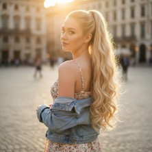 Elma Shop Bağlamalı Dalgalı At Kuyruğu / Balköpüğü Beyaz Platin Röfleli