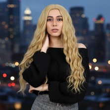 Elma Shop Fiber Sentetik Uzun Su Dalgası Peruk / Sarı