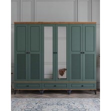 Miracool Panjur Fix 6 Kapılı Dolap / %100 Mdf / Çam-Yeşil