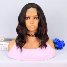 Elma Shop Siyah Kızıl Işıltılı Tül Peruk