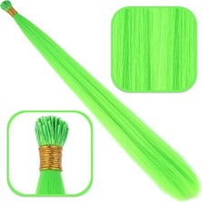 Elma Shop Fiber Sentetik Boncuk Kaynaklık Renkli Saç / Neon Yeşil / 100 Adet