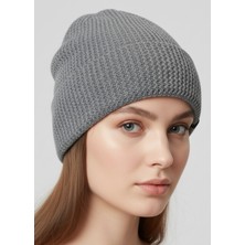 Balkonda Klasik Bere Polar Astarlı Soğuktan Koruyucu Soft Dokuma Unisex Gri Melanj