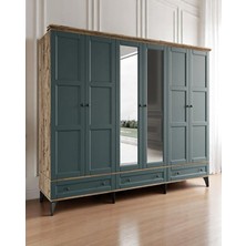 Miracool Karin 6 Kapılı Dolap Çam-Yeşil / %100 Mdf