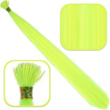 Elma Shop Fiber Sentetik Boncuk Kaynaklık Renkli Saç / Neon Sarı / 100 Adet