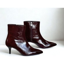 Ne&Ve Shoes Kırışık Rugan Sivri Burun Kadın Klasik Bot