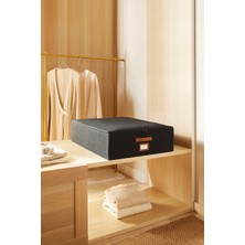 Ocean Home Textile Ocean Home Textie Siyah Renk Jüt Destekli Kutu Hurç 55 x 70 x 18 cm