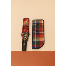 Macerati Otomatik Fonksiyon Açma Kapama Fiber Tel Kılıflı Kırmızı Ekoseli Unisex Kaliteli Lüx Şemsiye