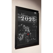 Photonom Sevgiliye Yıldönümü Temalı Aylık Takvim Tablo 20x30 cm Kalın Kuşe Kağıt Siyah Çerçeve
