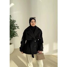 Moda Aksa Premium Kalite Kaban Yün Dokulu Koka Siyah