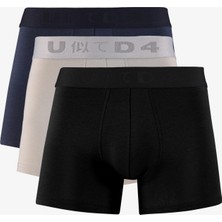 United4 Unıted4 Classic Erkek Siyah/gri Lacivert 3'lü Boxer