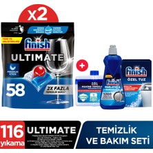 Finish Ultimate Bulaşık Makinesi Deterjanı Tableti / Kapsülü 116(58x2) Yıkama + Temizlik ve Bakım Seti