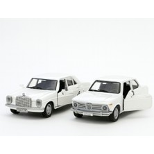 Hediye24 Bmw 2002 Ti + Mercedes Benz 220 Diecast Model Araba | Beyaz | 2li Set 12CM 1:36